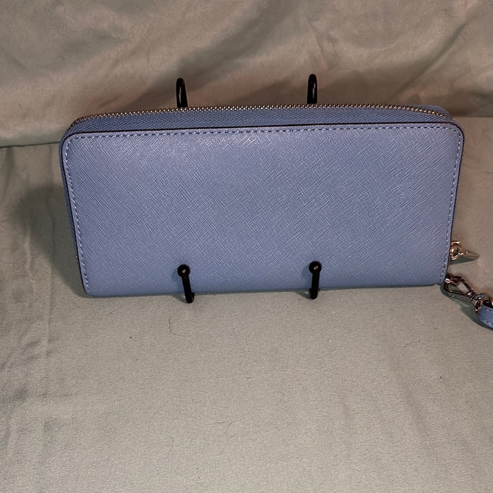 Michael Kors Jet Set Travel Zip Around Continental Wallet Pale Blue Saffiano - Picture 4 of 8